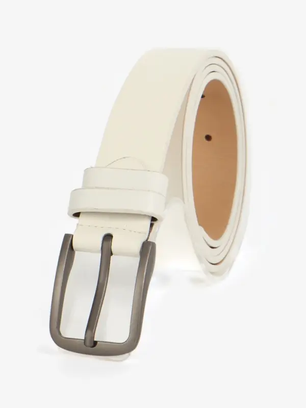 Ремень женский с винтом, 110&times;2.8 см, классическая пряжка металл, серебристая, белый