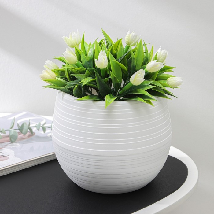 Горшок для цветов с поддоном «Дуэт», 1.5 л, пластиковый, белый Горшок для цветов с поддоном «Дуэт», 1.5 л, пластиковый, белый