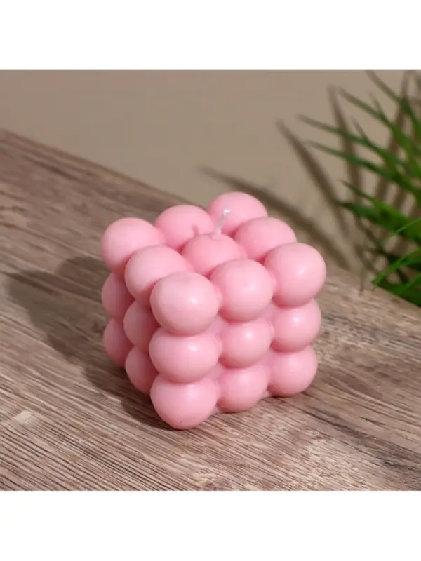 Свеча "Шарики 3 слоя" 6х6х6 см, соевый воск МИКС