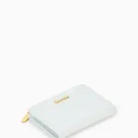 Кошелёк женский на кнопке, 12.5&times;2&times;9 см, однотонный, комбинированный, светло-голубой