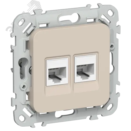 FLITE Розетка 2-местная компьютерная RJ45 категория 5Е UTP РК5е-2-0-ФлЛ льняной IEK