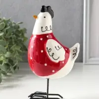 Сувенир керамика "Курочка красная в белый горошек" 9,7х8,2х17,4 см