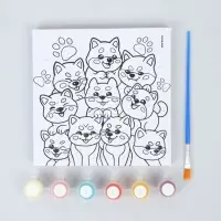 Картина по номерам &laquo;Малыши сиба-ину&raquo; 15&times;15 см