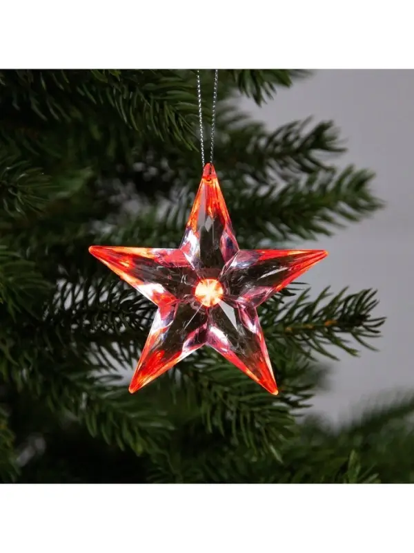 Ёлочная игрушка &laquo;Звезда&raquo;, 8.5&times;8.5&times;2.8 см, 1 LED, от батареек, свечение мульти (RGB)