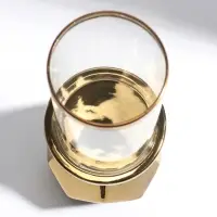 Подсвечник на 1 свечу &laquo;Грани&raquo;, керамика, стекло, d=7.5 см, золото, 10.5&times;10.5&times;27 см