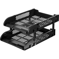 Лоток горизонтальный для бумаг  Deli E9212,сборн,черн,325x241x155мм 2шт/наб