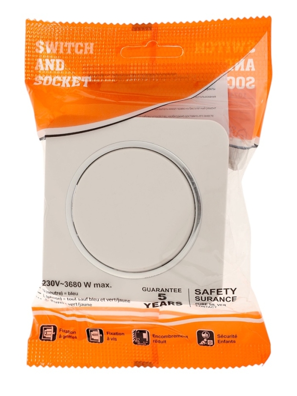 Выключатель проходной, серия "Circular", 10 А, 1 кл., скрытый, белый, серебристая рамка