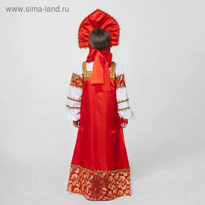 Русский народный костюм  Русский народный костюм "Любавушка", платье-сарафан, кокошник, р-р 30, рост 110-116 см, цвет красный