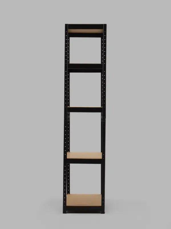 Стеллаж металлический для склада напольный, 5 полок, 180&times;90&times;40 см, чёрный