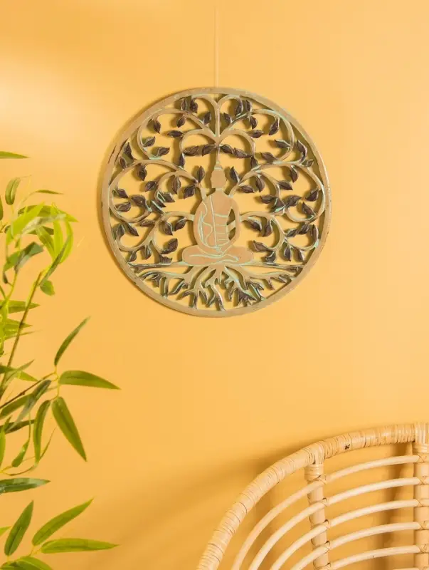 Панно " Медитация" МДФ, 40х40х1 см, цв. бежево-бирюзовый