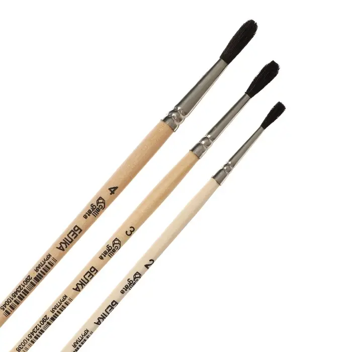 Набор кистей для рисования, белка, 3 штуки: №: 2, 3, 4, Calligrata, круглые, деревянная ручка, в пакете