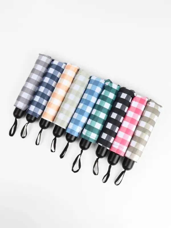 Зонт механический &laquo;Клетка&raquo;, эпонж, 4 сложения, 8 спиц, R=48/55 см, d=96 см, МИКС