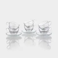 Чайный набор Paşabah&ccedil;e Basic, 12 предметов: 6 чашек 225 мл, 6 блюдец d=13.7 см, стекло, прозрачный