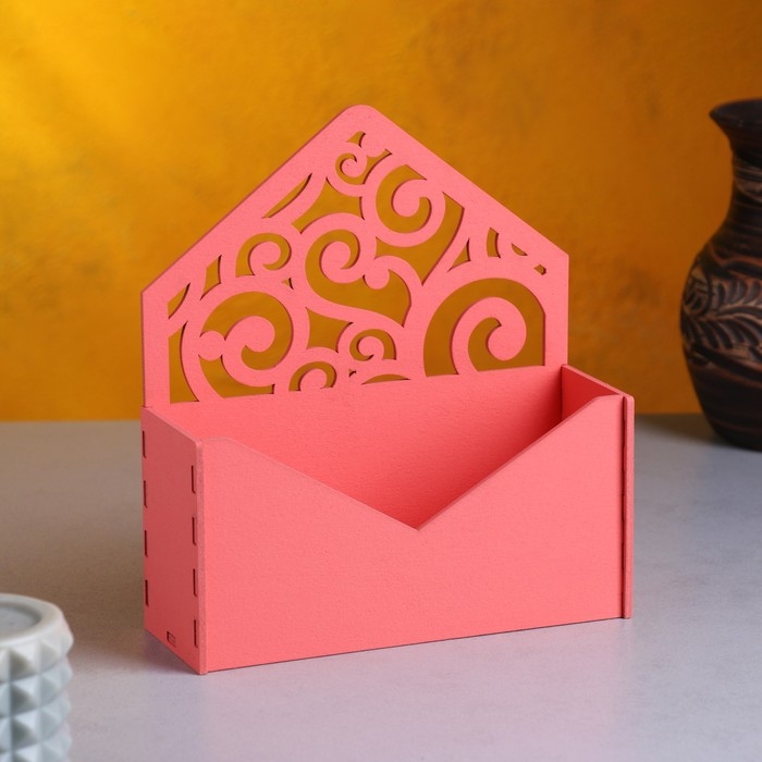 Кашпо деревянное 18×6×20 см Конверт Радель  Кашпо деревянное 18×6×20 см Конверт Радель "Дуновение", розовый светлый Дарим Красиво