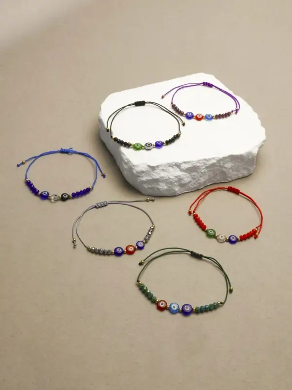 Браслет-оберег &laquo;Глазик&raquo;, ассорти, цветной в серебре