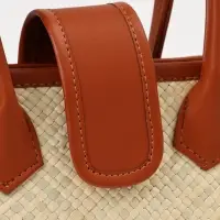 Сумка плетёная на застёжке из пандана, 30&times;10&times;35 см, бежево-коричневая