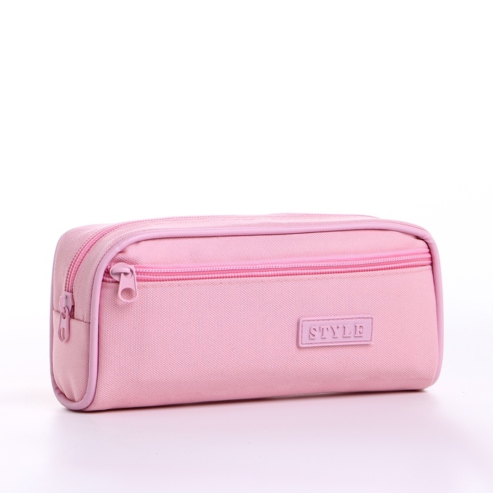 Косметичка-пенал на молнии, наружный карман, цвет розовый