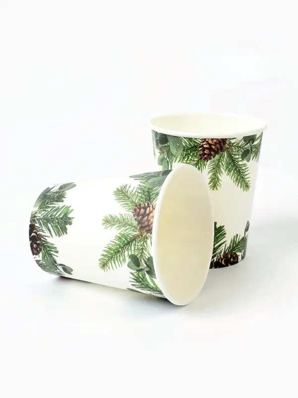 Набор бумажной посуды «С Новым годом», еловые ветки, 12 персон Набор бумажной посуды «С Новым годом», еловые ветки, 12 персон