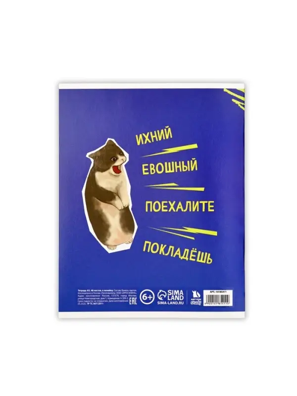 Тетрадь в линейку, предметная, 48 л.,на скрепке, А5 &laquo;Мемы. Русский язык&raquo;