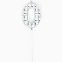 Свеча для торта &laquo;Элемент&raquo;, цифра "0" серебро