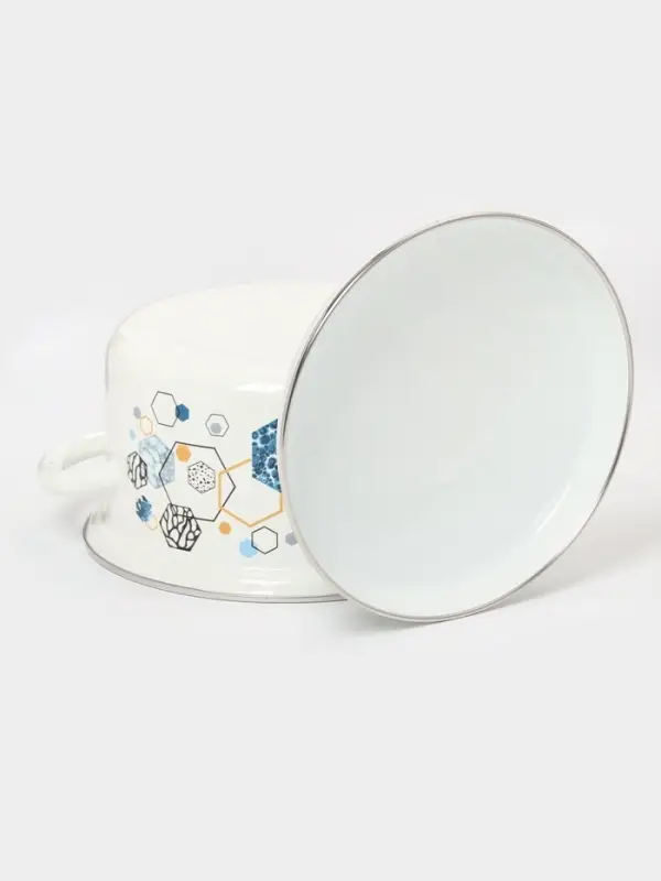 Кастрюля эмалированная, 3 л, d=20 см, с крышкой, с декором, белая