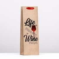 Пакет  под бутылку «Wine helps»,  12 x 36 x 9 см