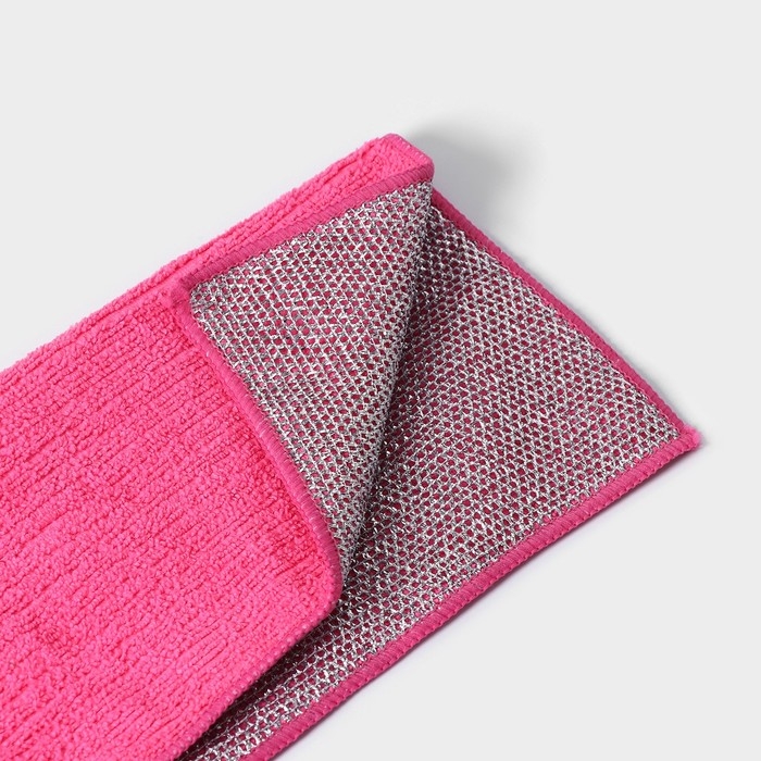 Салфетка для уборки Доляна, для сложных загрязнений, микрофибра, металлический абразив, 30×30 см, цвет МИКС Салфетка для уборки Доляна, для сложных загрязнений, микрофибра, металлический абразив, 30×30 см, цвет МИКС