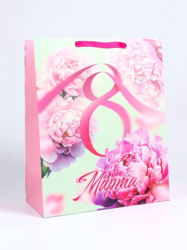 Пакет подарочный ламинированный вертикальный «8 марта», XL 40 × 49 × 19 см