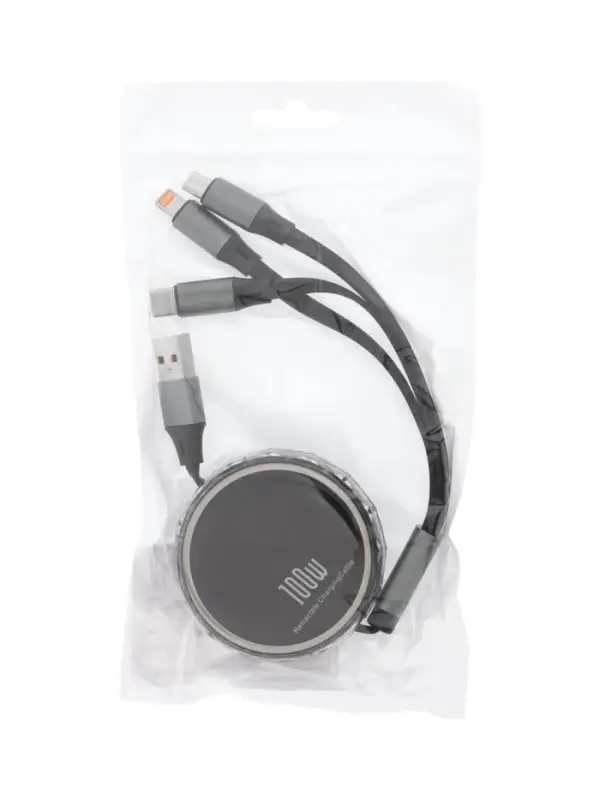 Кабель Type-C-Type-C, 2 А, Type-C-microUSB, lighting, с подставкой, 3 А, 1 м, чёрный