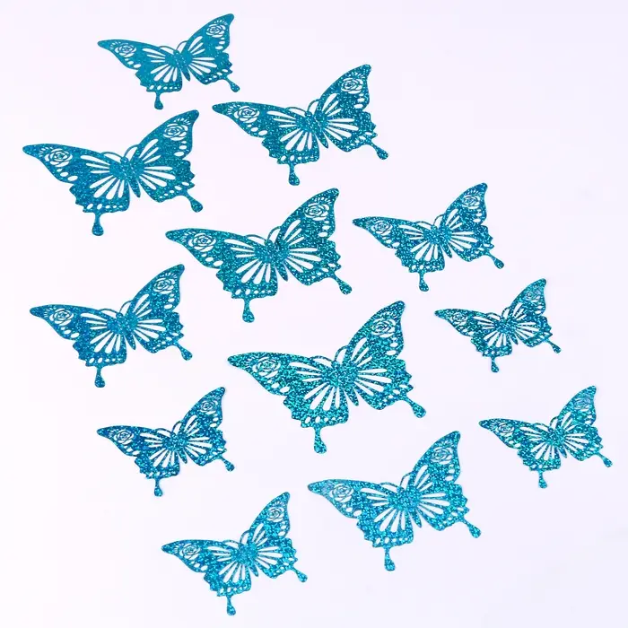 Топпер для торта «Бабочки», набор 12 шт., голография, голубой Топпер для торта «Бабочки», набор 12 шт., голография, голубой