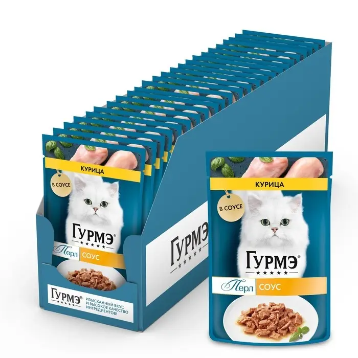 Влажный корм Gourme Perle для кошек, филе курицы, соус, 75 г Влажный корм Gourme Perle для кошек, филе курицы, соус, 75 г