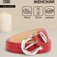 Ремень женский, 110&times;2.3 см, пряжка металл, серебристая, красный