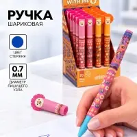 Ручка шариковая 0.7 мм синяя масляная, Vinson корпус софт-тач с рисунком