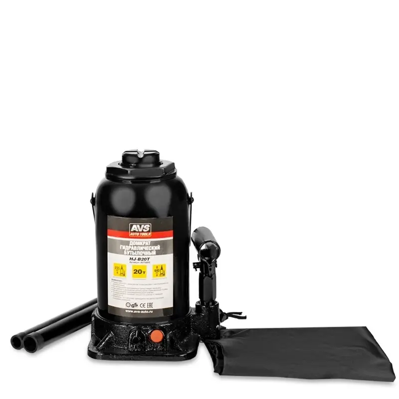 Домкрат гидравлический AVS HJ-B20T, 20т, 235-440мм. с клапаном (сумка, ремкомплект)