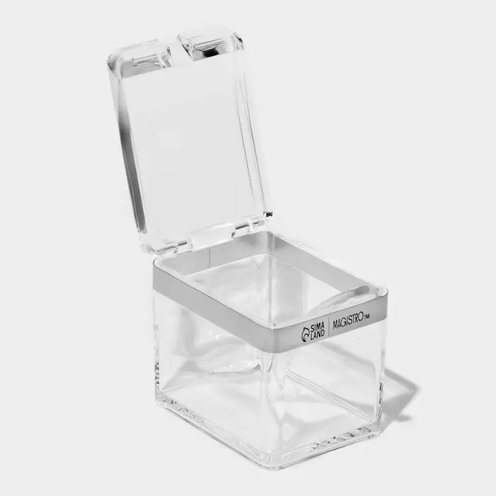Набор ёмкостей для специй на подставке Magistro Glace, 8 предметов: контейнер 200 мл 4 шт., ложка 4 шт., акрил, прозрачный