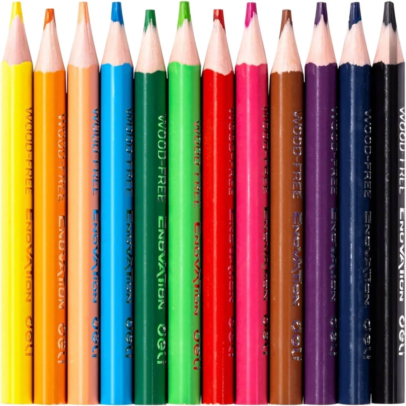 Карандаши цветные 12цв 3-гран Deli Enovation mini, пластик, EC114-12