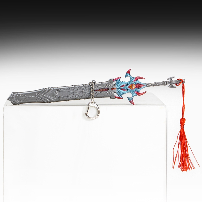 Сувенирное оружие подвесное мини Сувенирное оружие подвесное мини "Меч Асура", брелок, 21 см, серебристый с красным