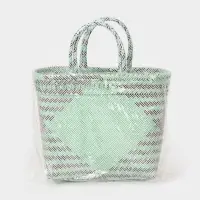 Сумка плетёная, 30&times;15&times;35 см, пластик, бирюзовая с чёрным