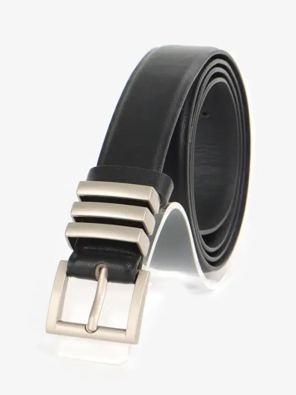 Ремень женский, 110&times;2.8 см, прямоугольная пряжка металл, серебристая, чёрный