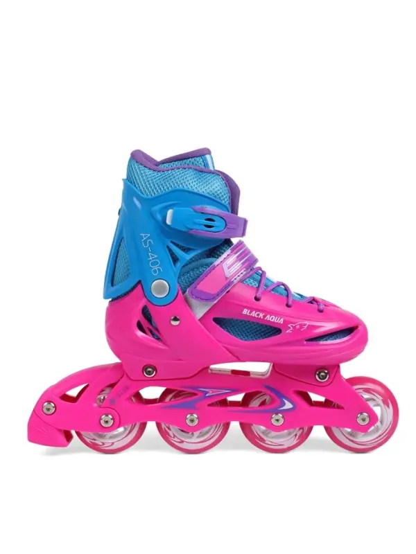 Коньки детские раздвижные BlackAqua, р. 30-33, для фитнеса, с роликовой платформой, мультиколор