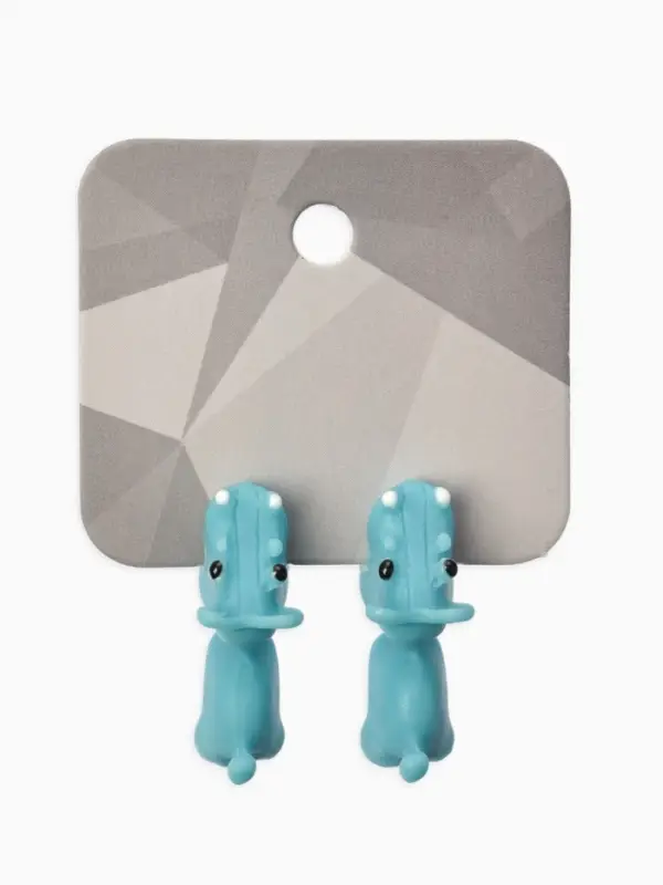 Серьги из полимерной глины &laquo;Бегемот&raquo;, голубые
