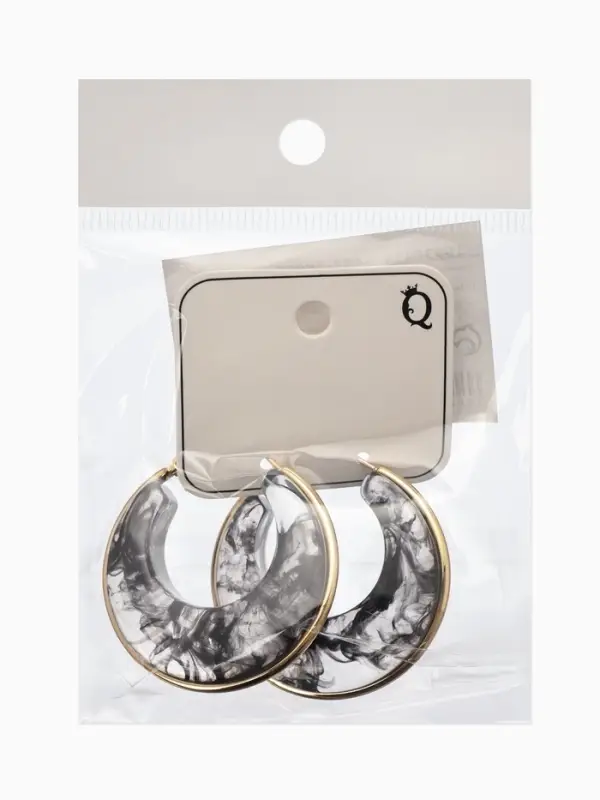 Серьги-кольца акрил Серьги-кольца акрил "Тренд", цвет чёрный в золоте