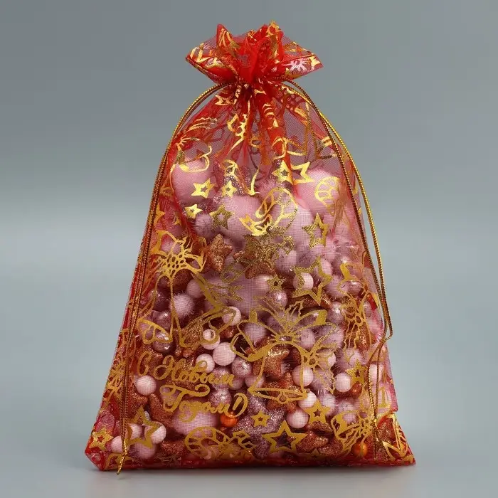 Мешочек подарочный органза «Новогодние игрушки», 16 х 24 см +/- 1.5 см Мешочек подарочный органза «Новогодние игрушки», 16 х 24 см +/- 1.5 см