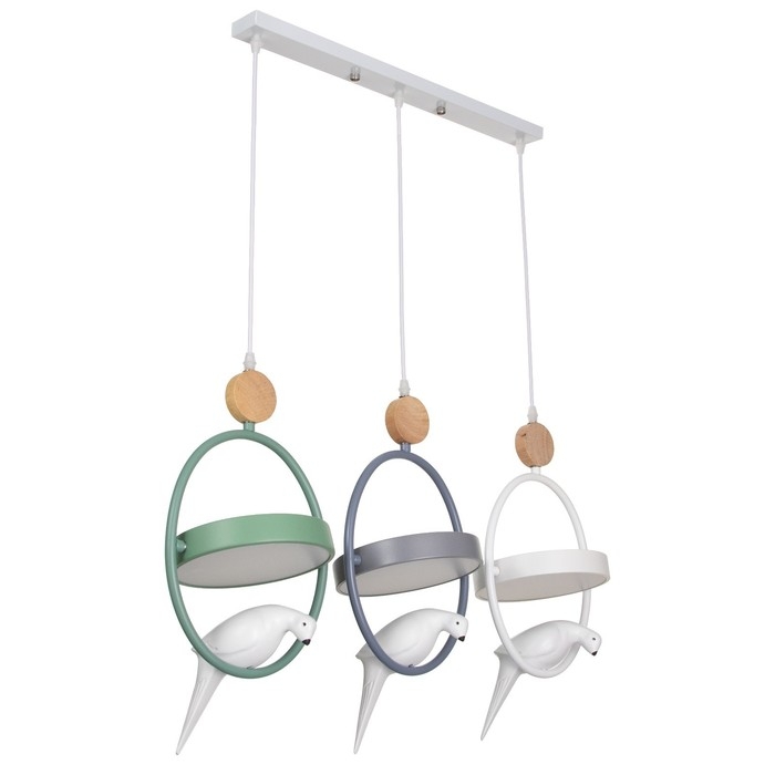 Люстра Люстра "Голуби" 3хLED 36Вт белый-серый-зеленый 80х25х100 см