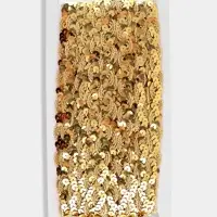 Тесьма декоративная с пайетками, 15 мм, 9.1&plusmn;0.5 м, цвет золотой