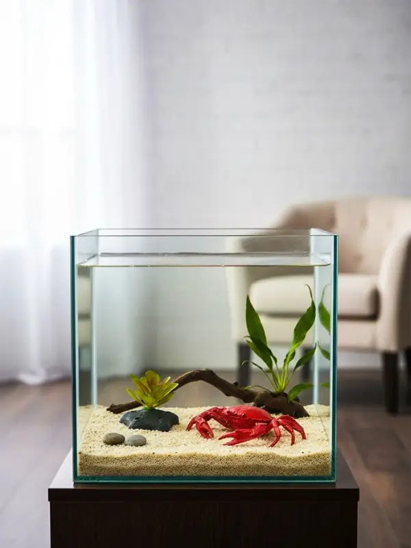 Набор декора для аквариума "Краб и трава"