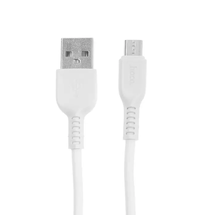 Кабель Hoco X13, microUSB - USB, 2.4 А, 1 м, PVC оплетка, белый