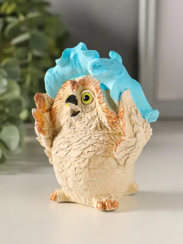 Статуэтка "Сова в панаме" 10х8 см,  цветная