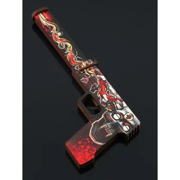 Набор сувенирное оружие «Красный с золотом», автомат, пистолет с глушителем, нож-штык, 3 шт