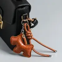 Брелок на карабине кожзам "Терьер" с узлом, шоколад 14х8х1,2 см